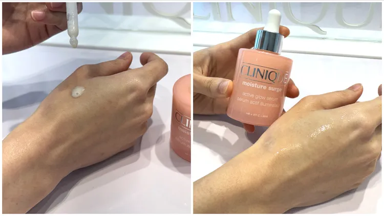 倩碧水磁場嫩亮保濕煥膚精華為輕盈乳白狀的高濃度分子精華。張家玲攝