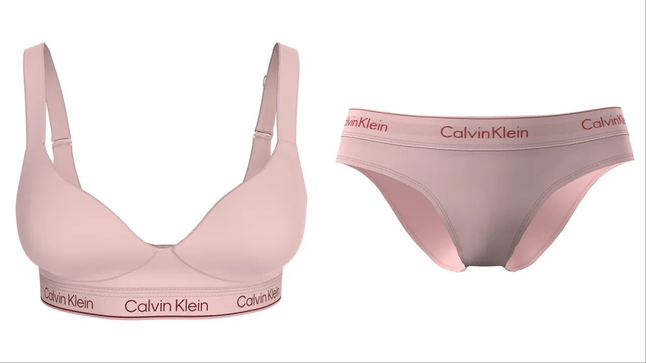 Calvin Klein Icon Cotton Modal薄墊三角內衣(左)2080元、Icon Cotton Modal比基尼內褲(右)1080元。品牌提供