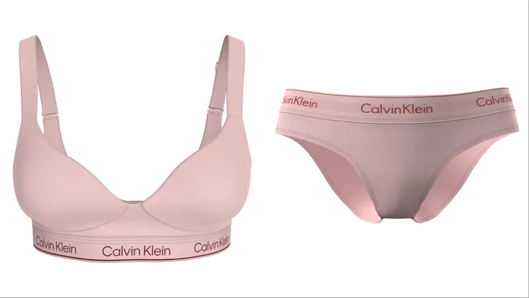 Calvin Klein Icon Cotton Modal薄墊三角內衣（左）2080元、Icon Cotton Modal比基尼內褲（右）1080元。品牌提供