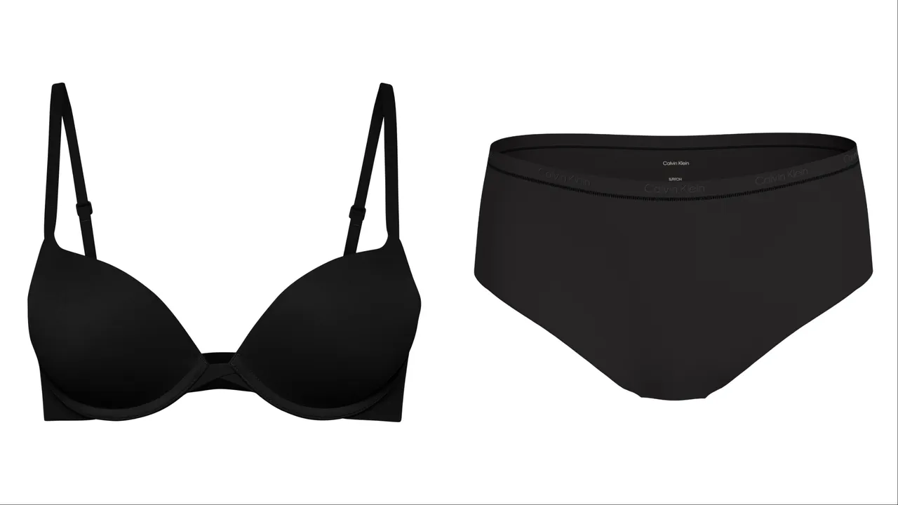 Calvin Klein Perfectly Fit集中托高內衣(左)2880元、Perfectly Fit半包臀三角內褲(右)1880元。品牌提供