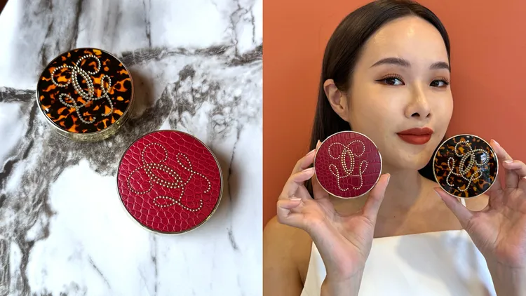 嬌蘭8月將推出3款24K純金絲光氣墊粉餅限量彩殼，各1300元。張家玲攝