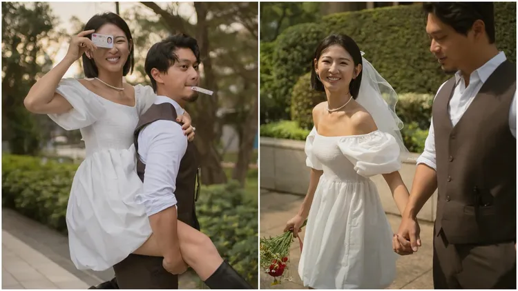 「華航林依晨」登記結婚時，笑得燦爛。翻攝自Ivy臉書