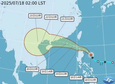 薇帕台风预测路径。中央气象署提供