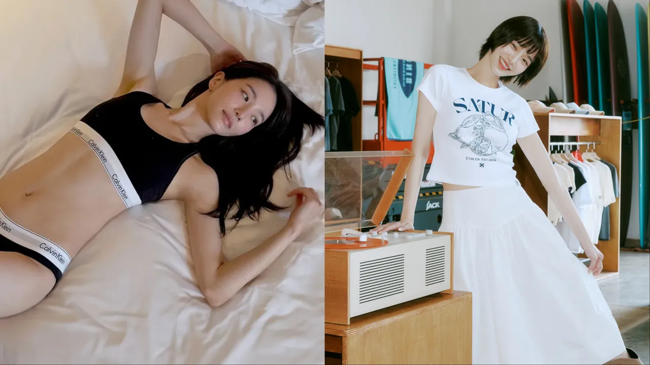 朴圭瑛曬完內衣辣照後,又以SATUR單品回歸清純樣貌。翻攝朴圭瑛IG、品牌提供