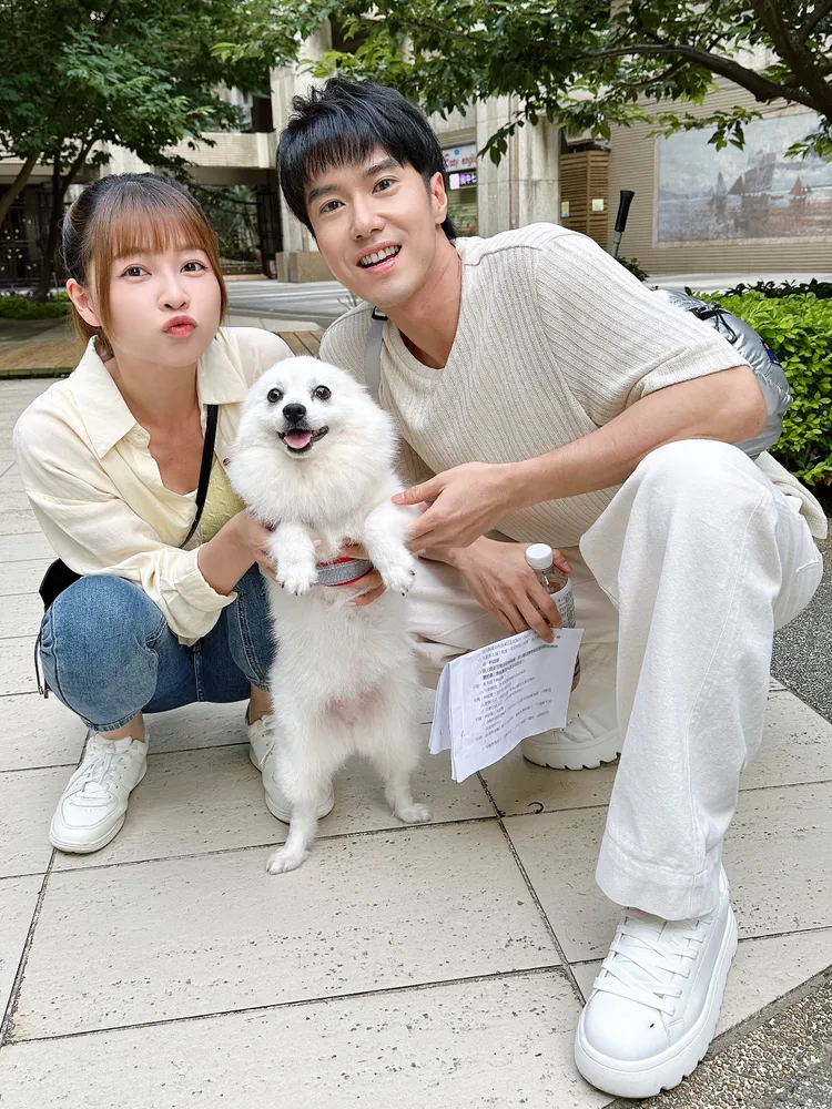 洪浩竣和謝京穎戲裡因寵物牽線。民視提供
