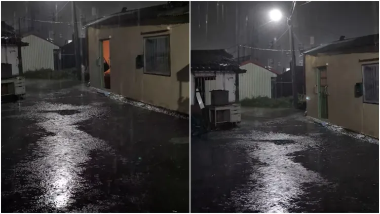 居民感嘆，很多戶人家上回颱風吹掀的屋頂都還沒蓋上，如今卻仍天天下著大雨。翻攝《東石之美》臉書