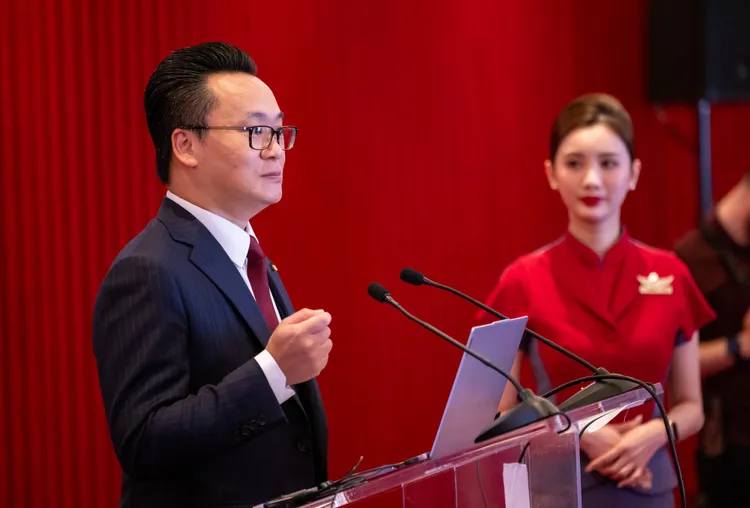 華航總經理陳漢銘出席與紐約甘迺迪國際機場新第一航廈宣布合作儀式致詞時表示，將持續深耕紐約航線，開啟北美市場重要里程碑。華航提供