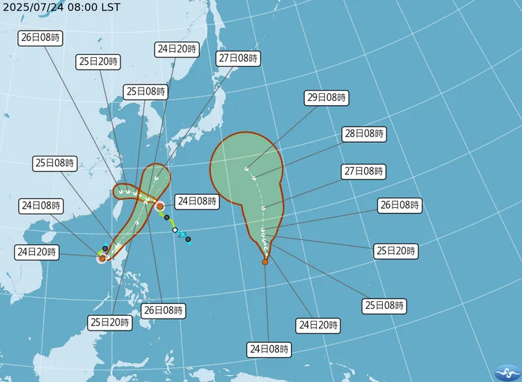 最新（24日8時）熱帶系統動態。中央氣象署
