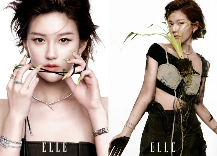 趙露思大膽示範廢土風格穿搭。翻攝中國版《ELLE》微博