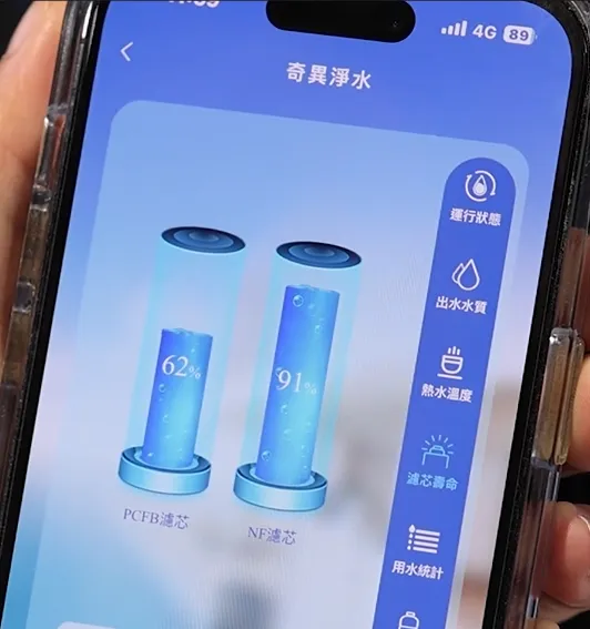奇异净水还有智慧监控的APP功能,用手机就能查看水质、用水量,还会提醒你何时该换滤芯,超贴心 !
