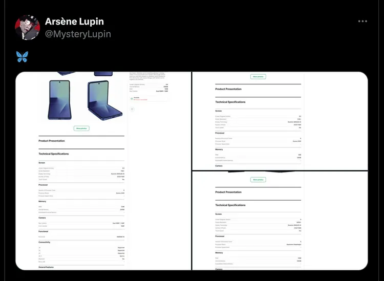 根據外界流傳三星或許還會有平價Flip7 FE一同亮相。Arsène Lupin X
