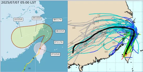 颱風「丹娜絲」未來路徑預估「大轉彎」進入中國，並減弱為熱帶性低氣壓。氣象應用推廣基金會