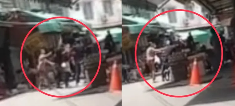 有民眾目擊，拿出手機拍下賀男揮砍友人的過程。取自「黑色豪門企業」