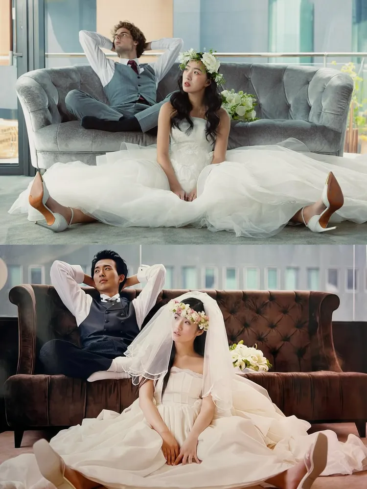 蔡牧霏拉準老公模仿20年前的蔡岳勳和于小惠。翻攝蔡牧霏IG