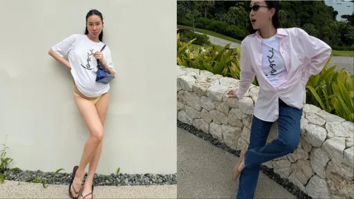 楊祐寧妻Melinda下身失蹤辣照曝 懷胎三寶照樣有逆天美腿