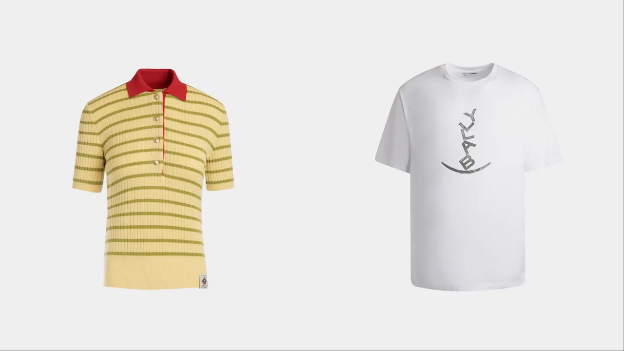Bally羊毛短袖Polo针衣(左)2万6000元、Bally短袖T恤(右)6000元。品牌提供