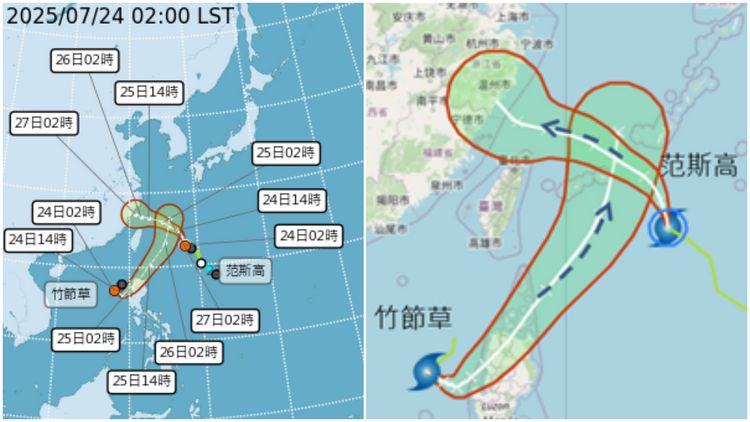 雙颱出現「藤原效應」！逆時鐘互繞路徑曝　雨一路下到這天