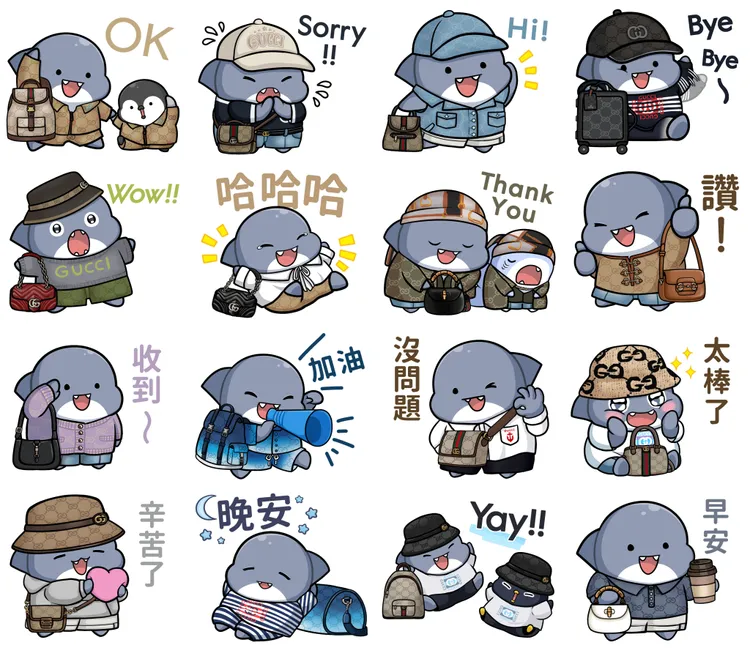 GUCCI與知名創作者翊翎（YI-LING）跨界合作，推出胖鯊魚鯊西米限定貼圖。品牌提供