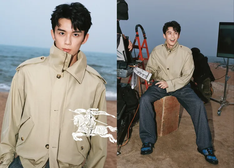 吳磊以卡其色風衣配上紋運動鞋，展現出英倫活力。品牌提供