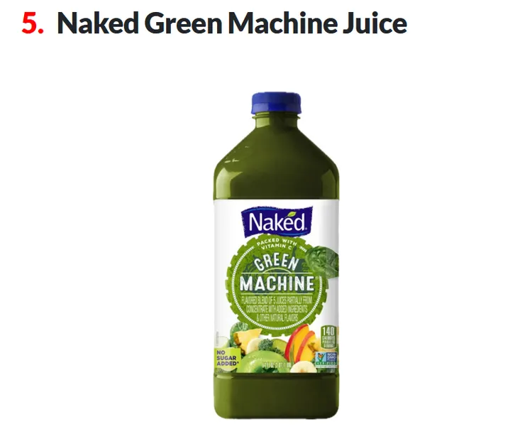  Green Machine 雖然名稱充滿健康感，但其實主成分是果汁濃縮，纖維含量少，蛋白質和鈣也偏低。如果想攝取蔬果，專家建議最好還是吃完整的原型食物，而非加工飲品。Walmart。