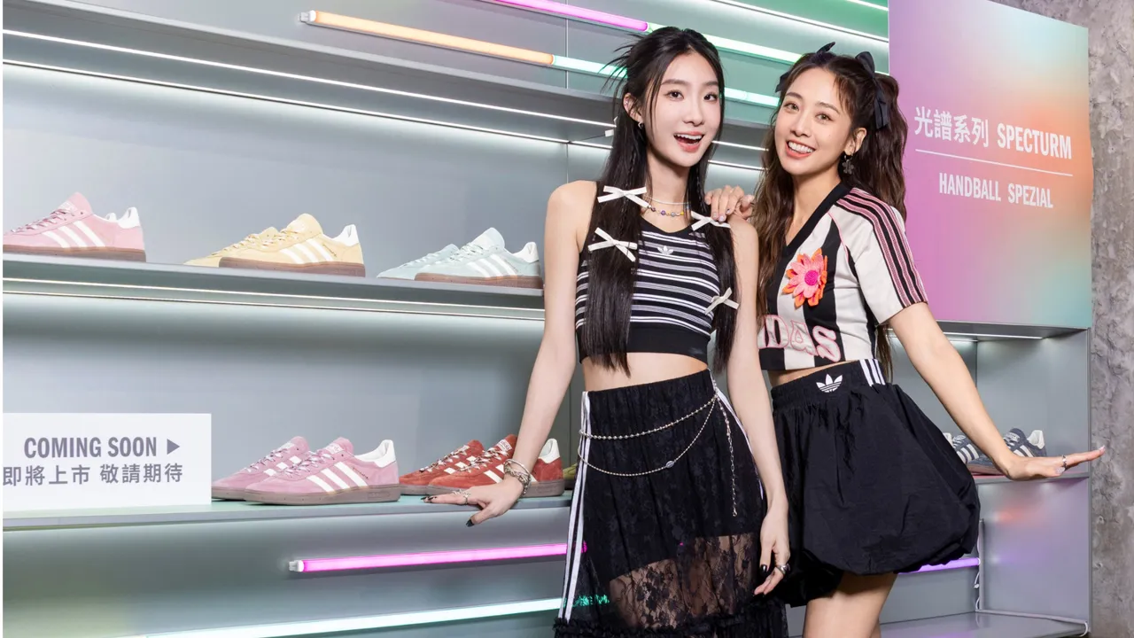 陳華(左)、吳映潔(右)出席adidas Originals新店開幕記者會。品牌提供