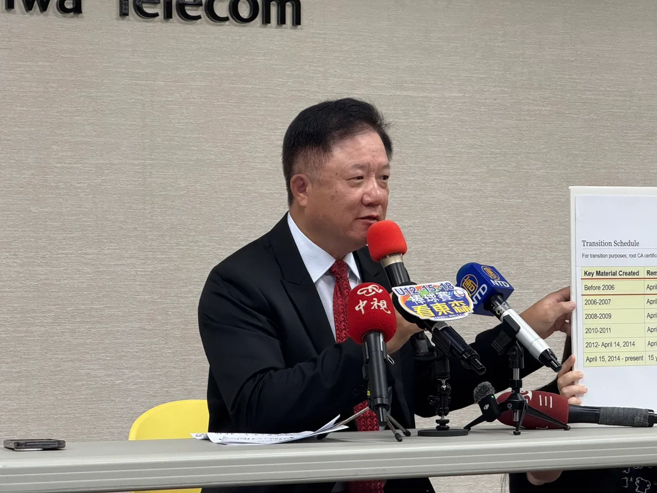 中华电信凭证被质疑遭撤信任?中华电信董事长简志诚:效期内有效、无涉国安。赵筱文摄
