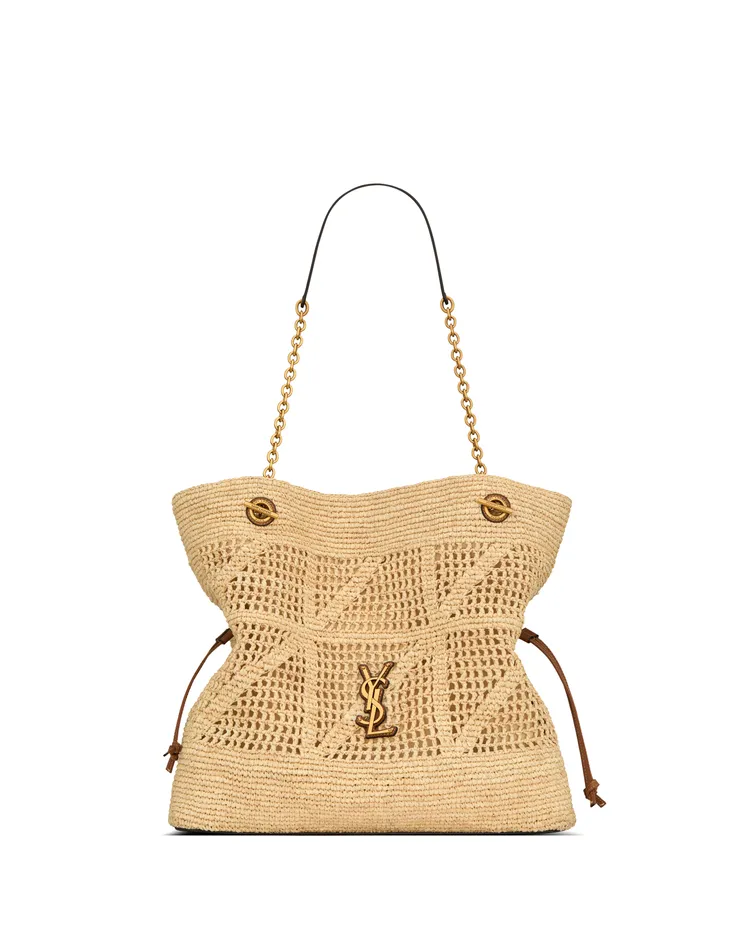 微風廣場-Saint Laurent JAMIE拉菲草購物袋。業者提供