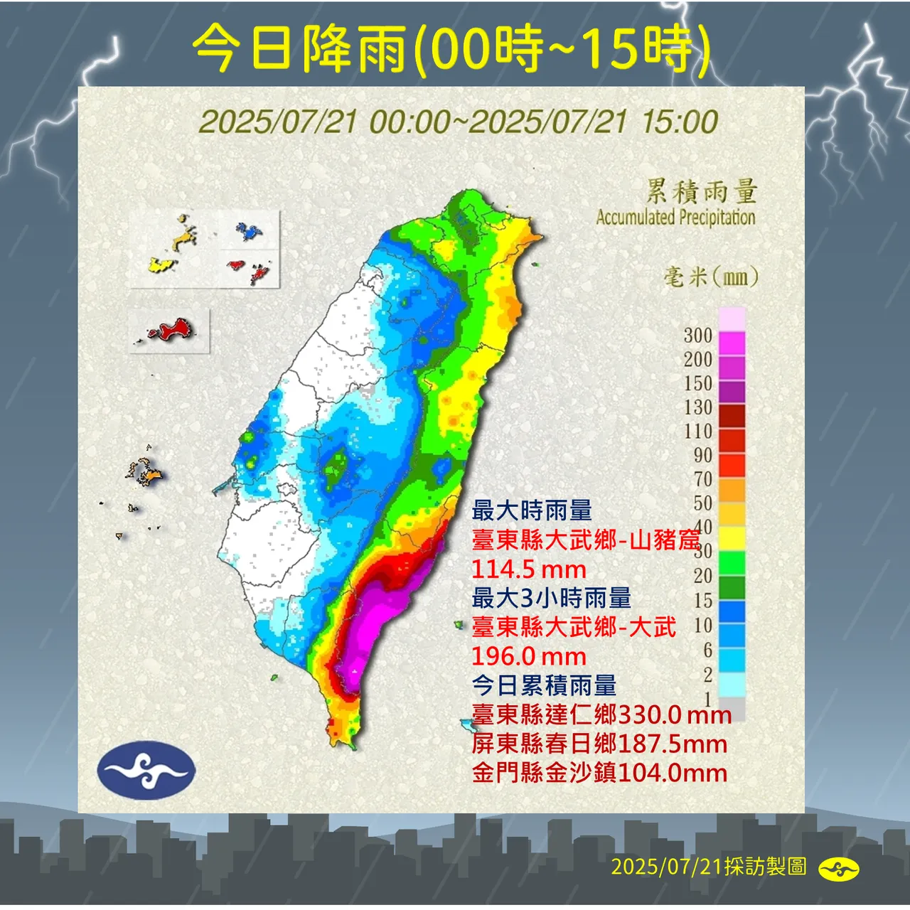 今日天气。气象署提供