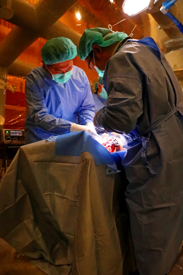 大量傷患由戰地醫療人員立即實施外科手術，並全程監測傷患生病徵候。第三作戰區提供