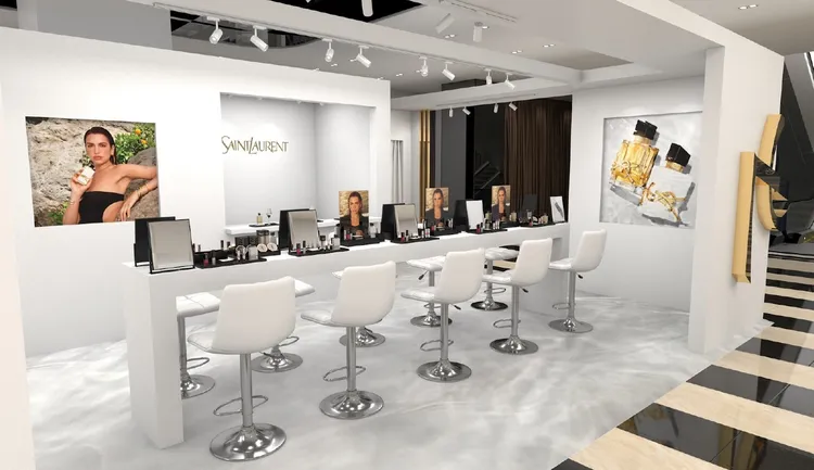 YSL仲夏度假VILLA快閃店彩妝桌。品牌提供