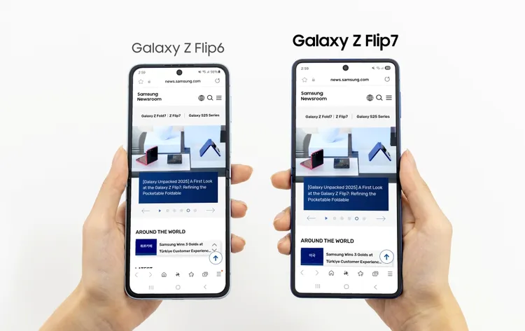 主螢幕Flip7與Flip6的差異。三星提供