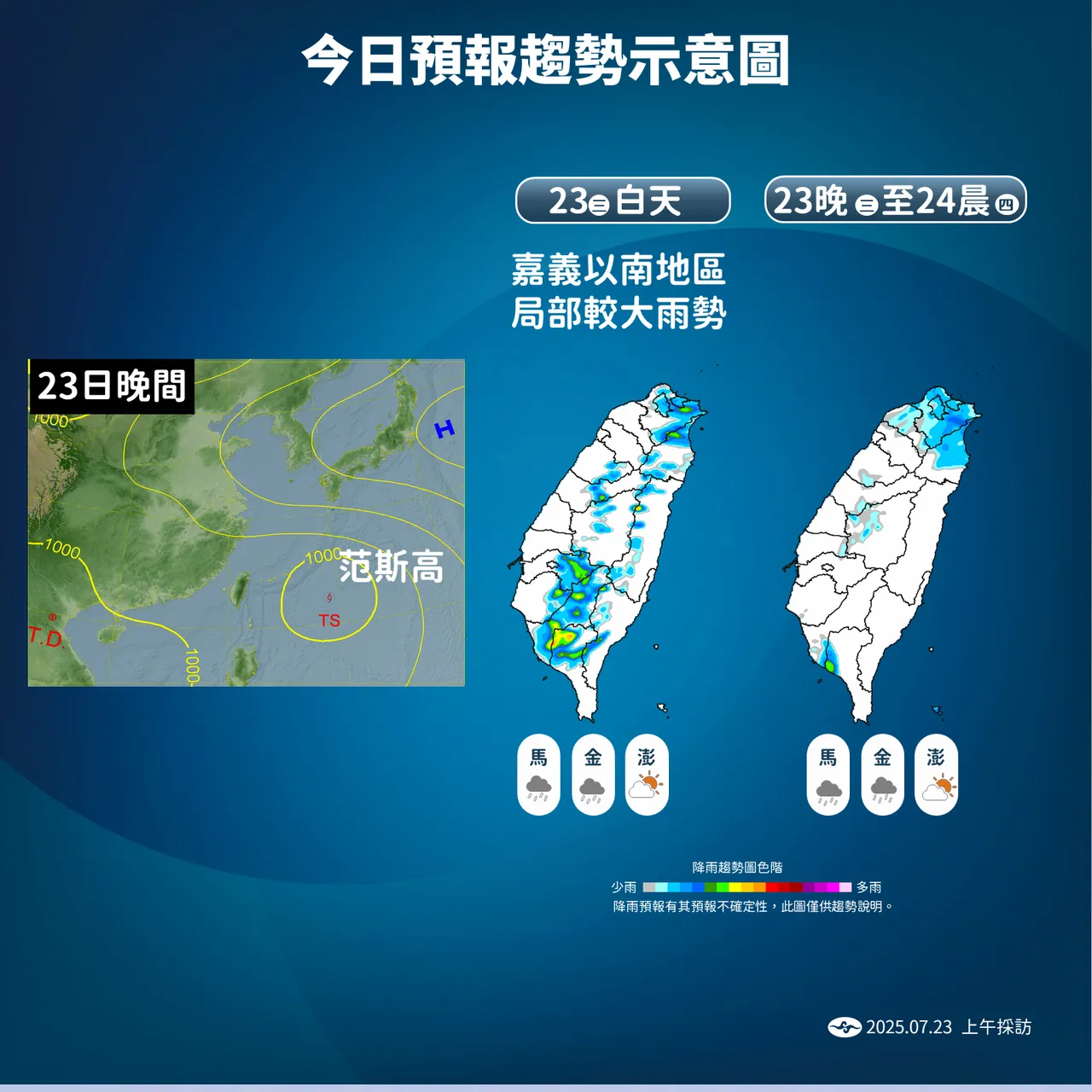 今日降雨。气象署提供