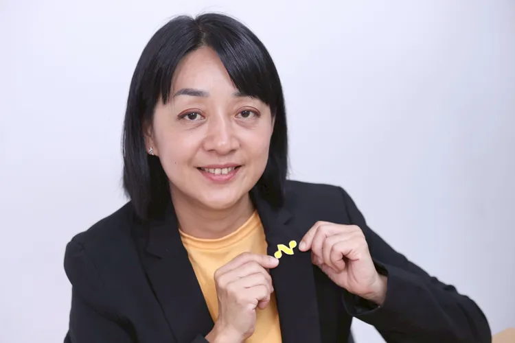 時代力量新黨徽「NPP」代表New Power Party，其中「P」更象徵people、power與point。彭欣偉攝