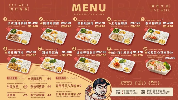 網友質疑楷教練健康餐太貴，隨便都要200元起跳。翻攝自楷教練臉書