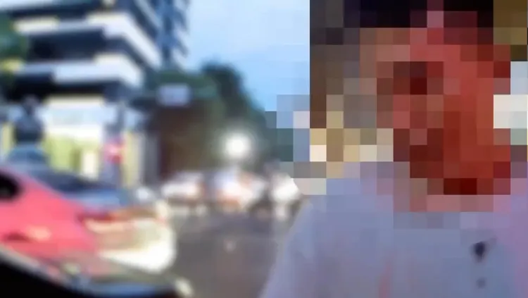 也被打傷的朱男感到委屈，強調是義交勸導時先口氣不好。翻攝畫面