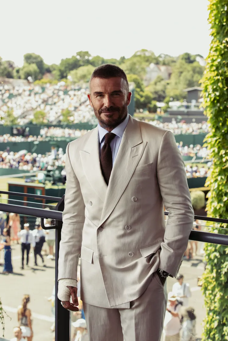 貝克漢身穿BECKHAM x BOSS系列，以自身魅力親自帶貨。品牌提供