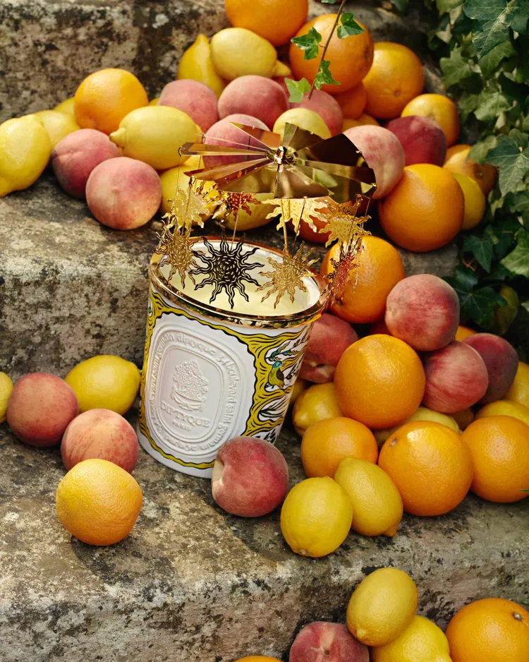 Diptyque 2025限量檸檬草香氛蠟燭1500g & 限量夏日旋轉燭罩。品牌提供
