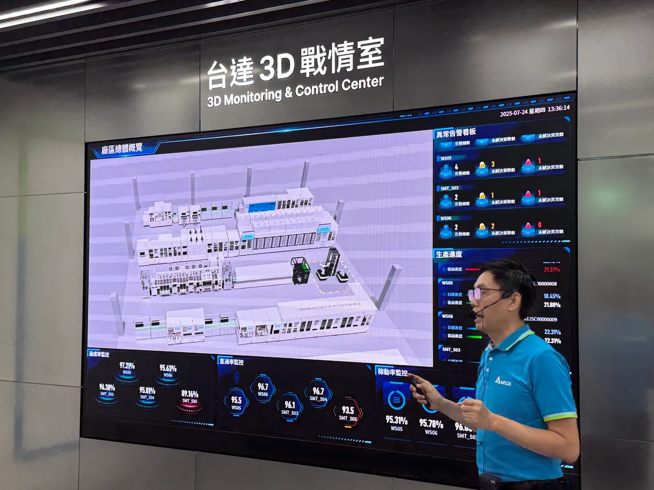 台达3D战情室可以纵观中心的设备数据与运作现况。吕承哲摄