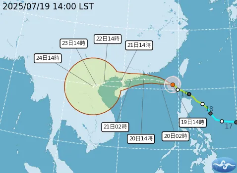 薇帕颱風的暴風圈正逐漸通過台灣南方近海。氣象署提供
