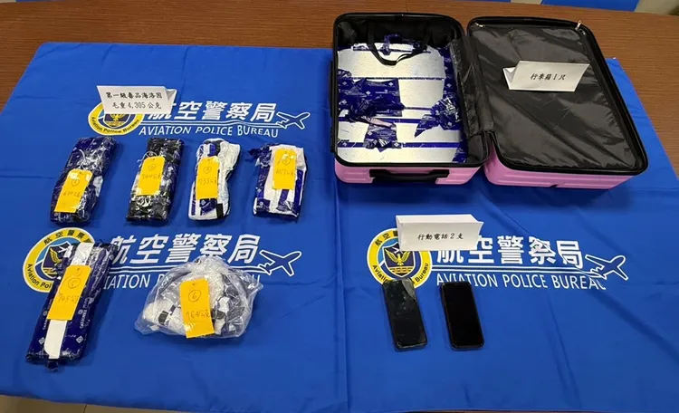 警方查扣毒品。航警局提供