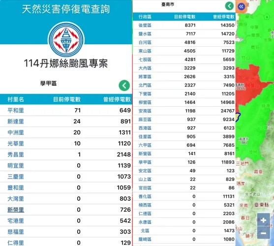 台電網站的復電數字跟實際上不同，引起民怨。翻攝畫面