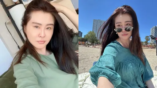 王祖賢曬海灘日光浴照 58歲真實狀態美成這樣