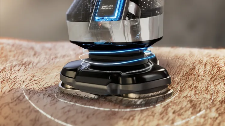 飛利浦獨家旋轉式切剃技術，透過畫圓刮的動作更完整切除亂向生長的毛髮。業者提供