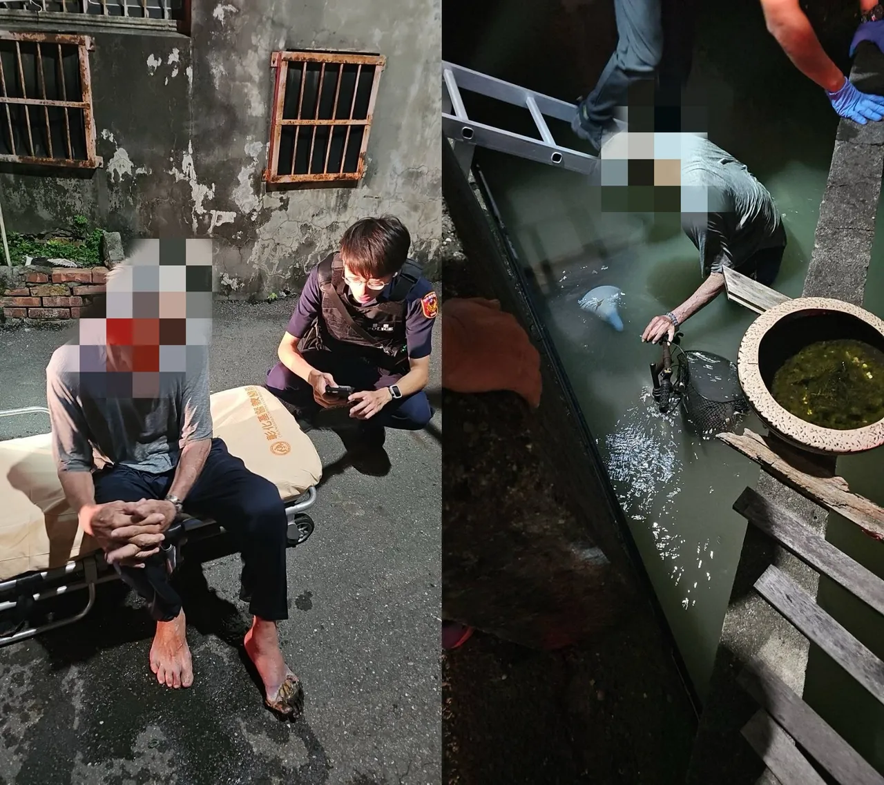 8旬老伯被救起时意识清楚,但也说不清为何如此。民众提供