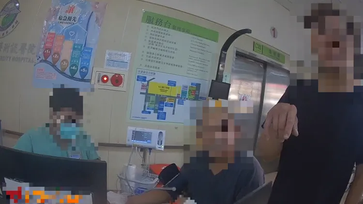 張男在警方協助下3分鐘就抵達醫院。民眾提供