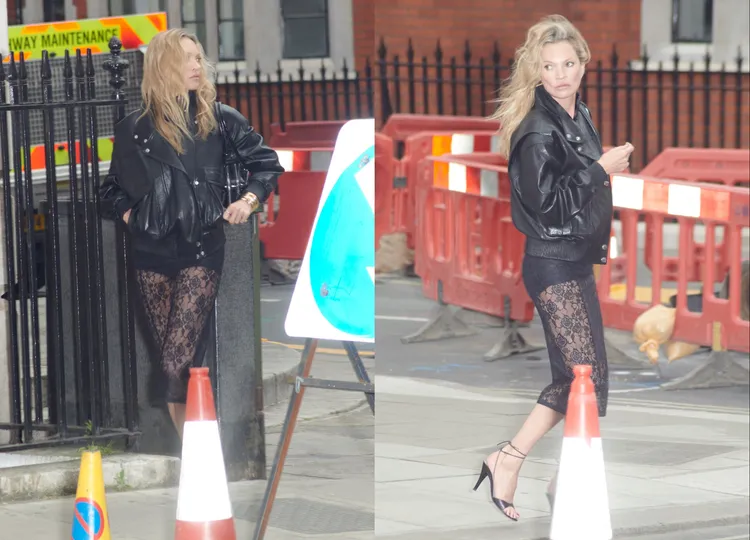 凱特摩絲換上蕾絲拼接長裙於倫敦街頭展現自在氛圍。品牌提供