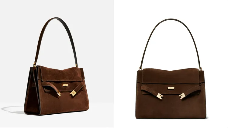 TORY BURCH Lee Radziwill大型肩背包麂皮款，4萬6900元。品牌提供