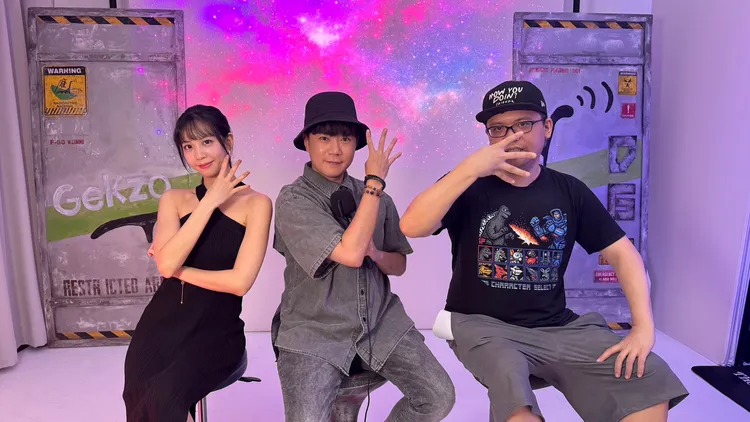 YT頻道《廢材觀測站》3名主持人荳荳（左起）、李岳、波坡。本人提供