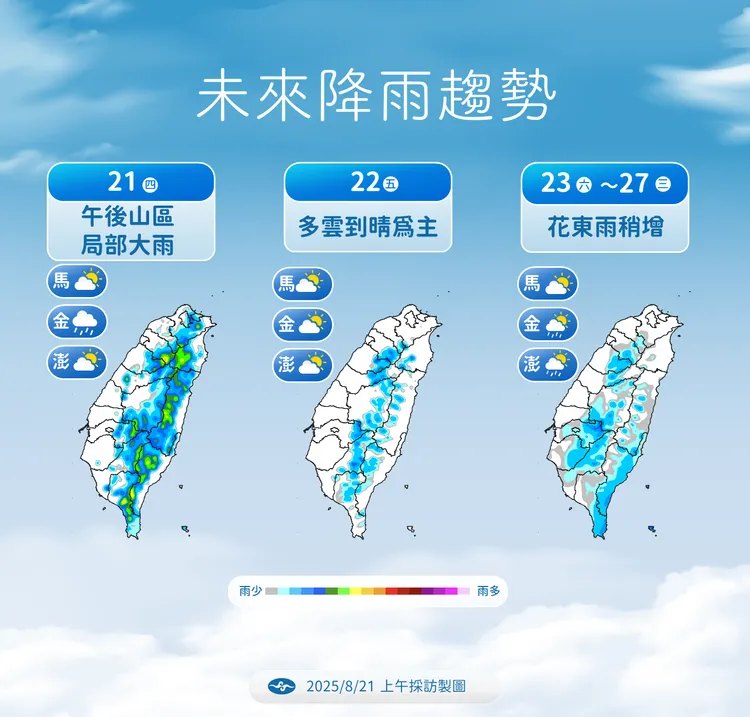 未來降雨趨勢。氣象署提供