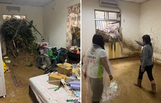 豪雨釀災!台中7月雨量破21年紀錄 土石「衝民宅堵窗口」畫面曝光